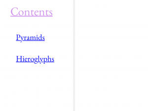 We made a contents page